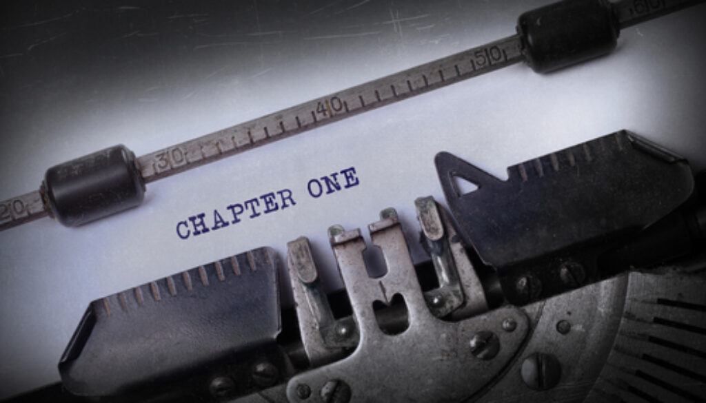 Vintage inscription made by old typewriter, Chapter one