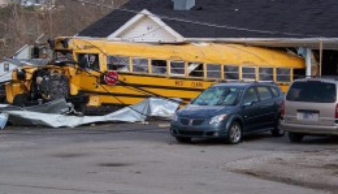 bus through building henryville
