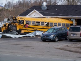 bus through building henryville